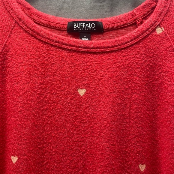 Buffalo David Bitton Super Soft High End Red HEARTS Pattern Sweater Women’s S - Picture 6 of 7